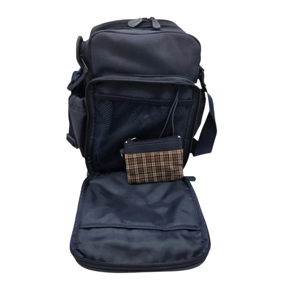 VTG Eddie Bauer Diaper Bag Blue Brown Plaid Quilted Travel Utility Gorpcore